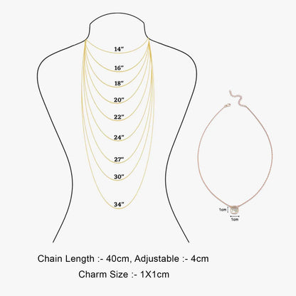 Rose Gold Light Green Stone Studded Silver Necklace