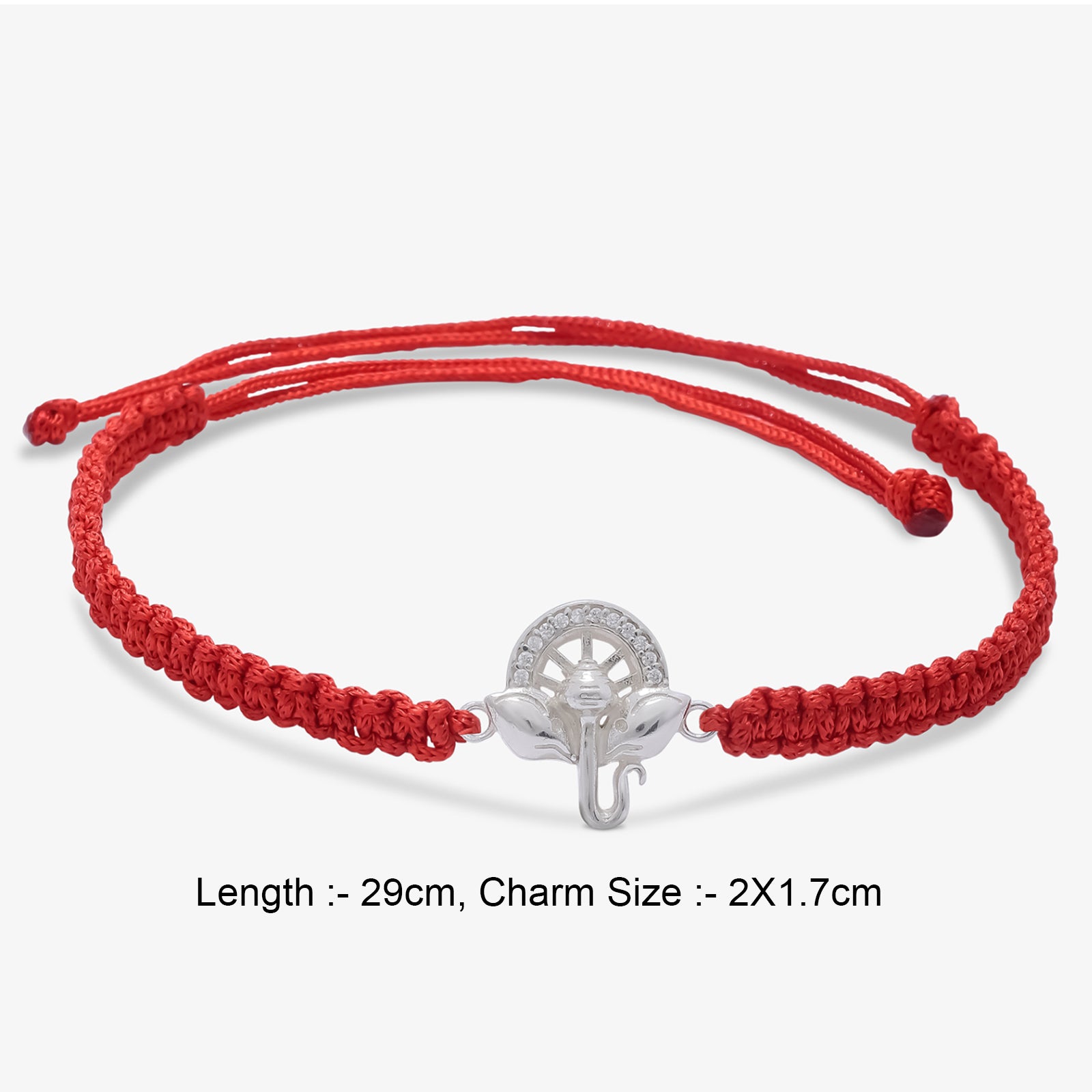 Ganesha CZ Silver Rakhi for Brother