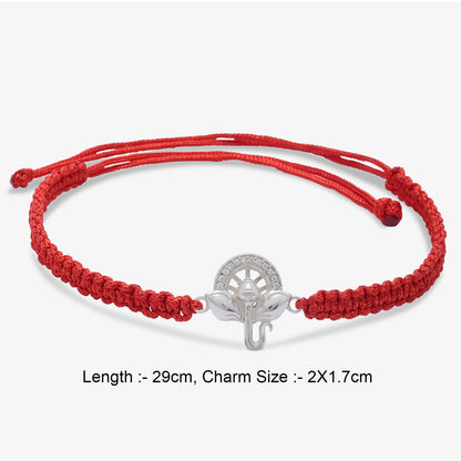 Ganesha CZ Silver Rakhi for Brother