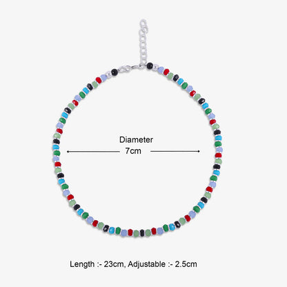 Multicolor Crystal Beads Silver Anklet