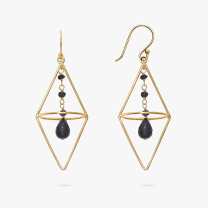 Pure Silver Earrings - Nested Gold Onyx Danglers