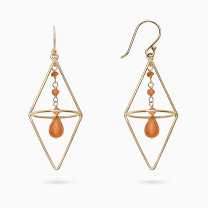 Pure Silver Earrings - String of Gold Finish Carnelian