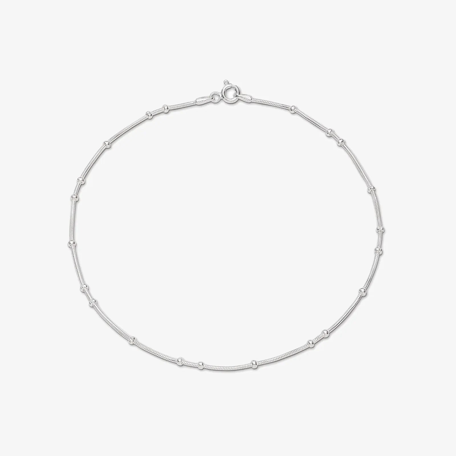 Silver Snake Chain Bead Anklet