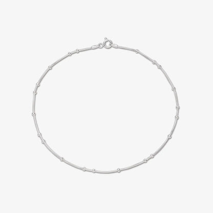 Silver Snake Chain Bead Anklet