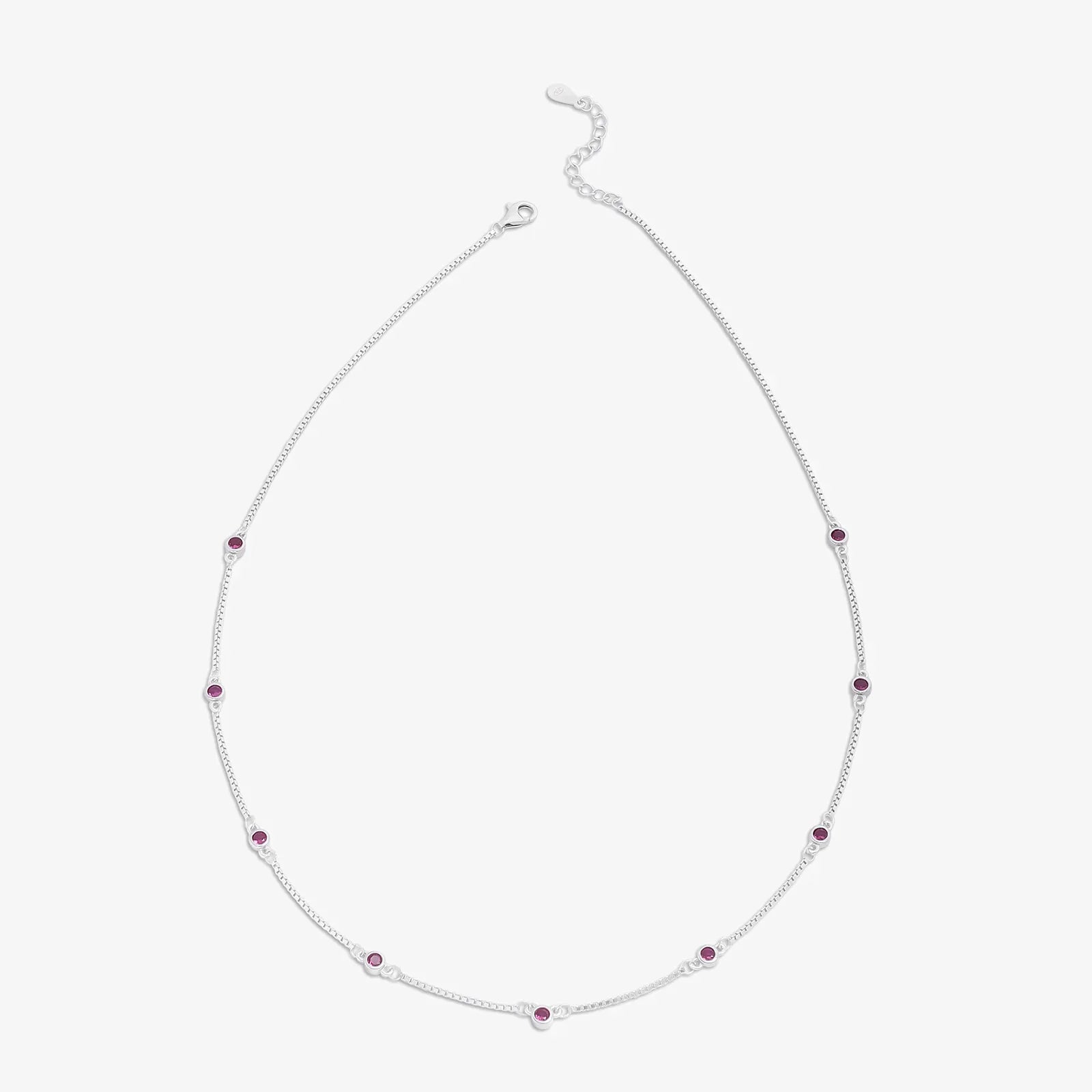 Pink CZ Stone Studded Silver Necklace