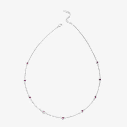 Pink CZ Stone Studded Silver Necklace