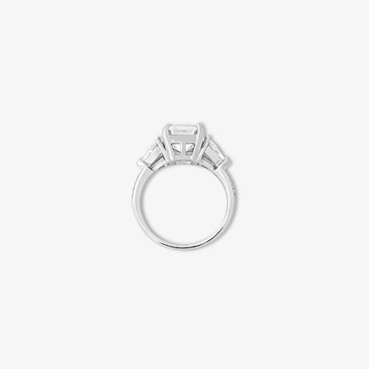925 Sterling Silver Square-Cut CZ Ring for Women