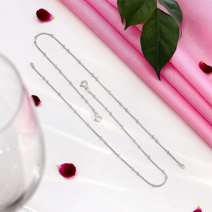Silver Snake Chain Bead Anklet