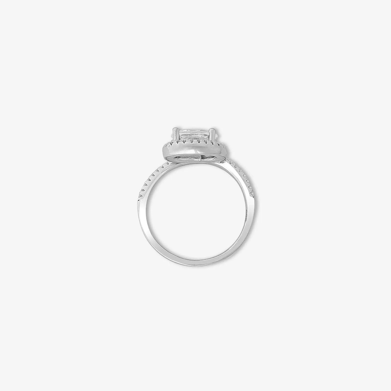 Round Cut Diamond Studded Spiral Silver Ring - Tweov Jewels