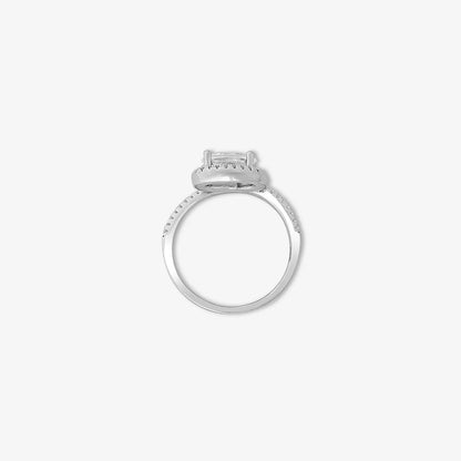 Round Cut Diamond Studded Spiral Silver Ring - Tweov Jewels