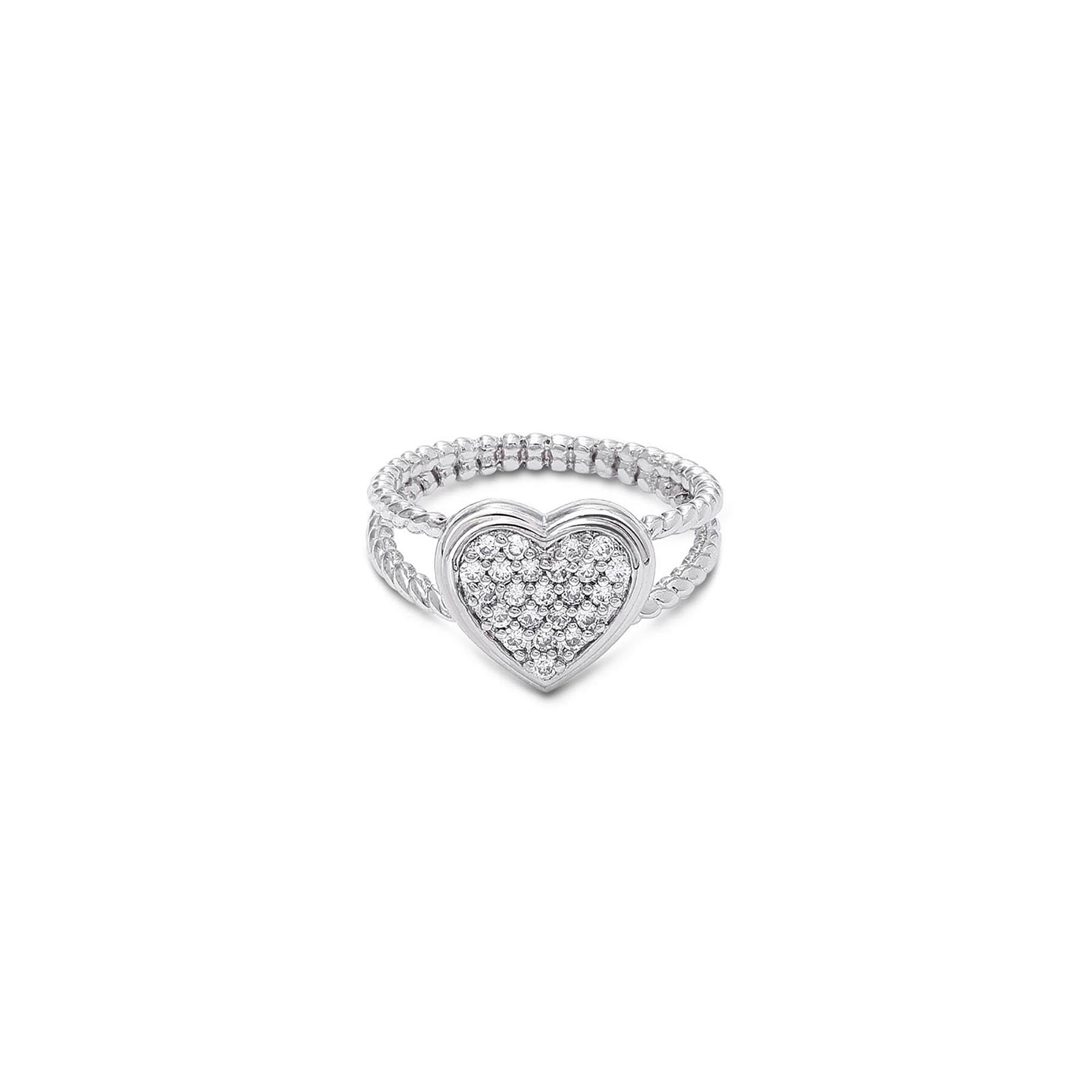 925 sterling silver cz studded heart ring - Tweov Jewels