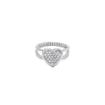 925 sterling silver cz studded heart ring - Tweov Jewels