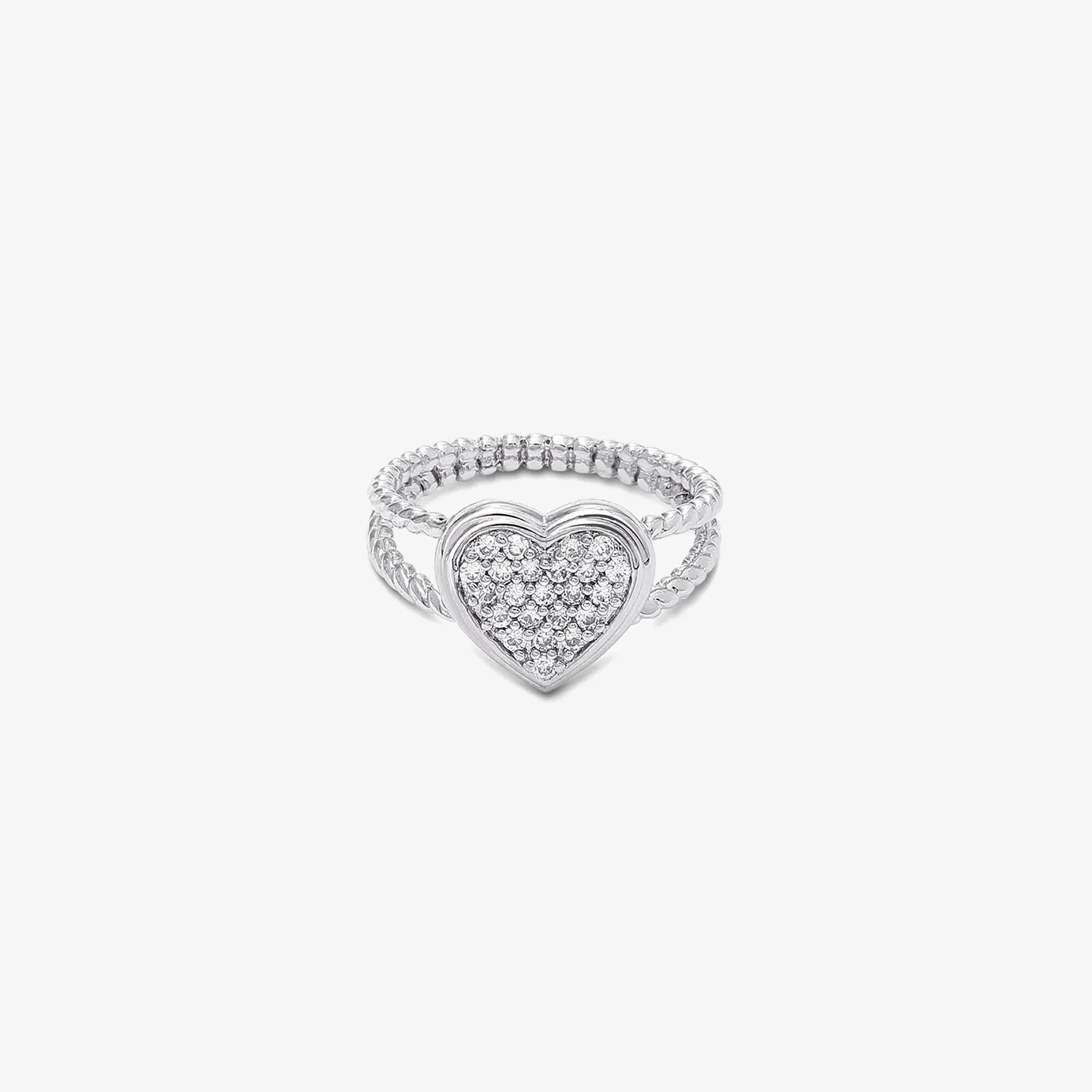 Zircon Heart Silver Ring