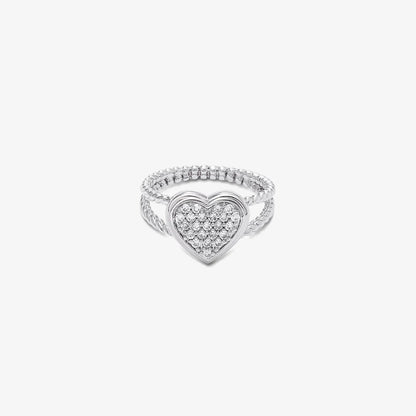 Zircon Heart Silver Ring