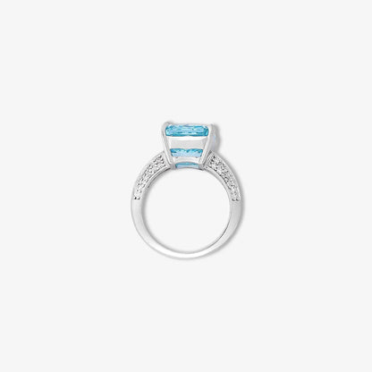 Princess Cut Blue Solitaire Silver Ring - Tweov Jewels