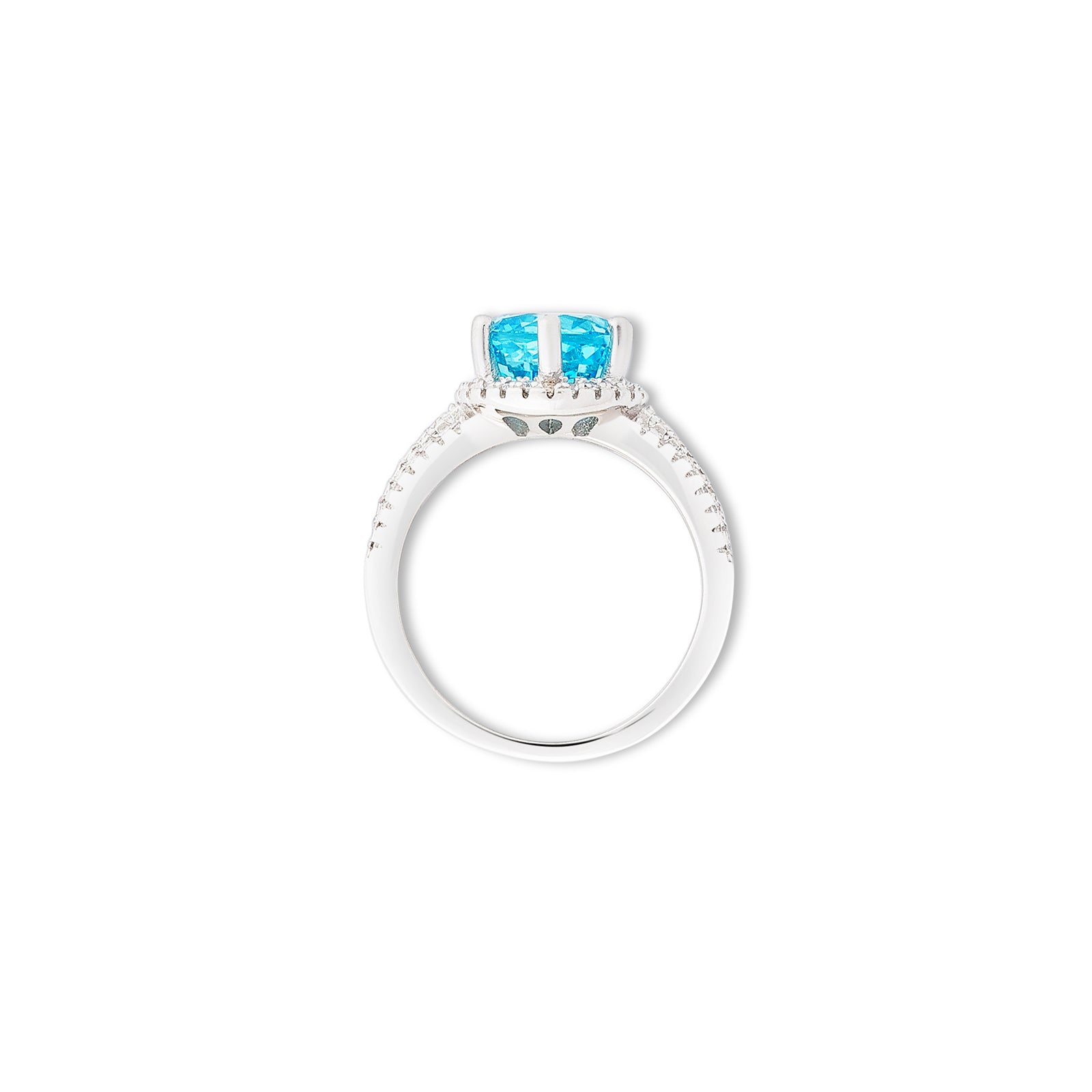 Blue Sapphire CZ Silver Ring For Women