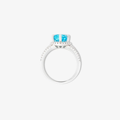 Blue Sapphire CZ Silver Ring For Women