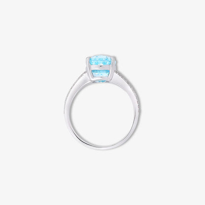 Oval Cut Sky Blue Topaz Silver Ring