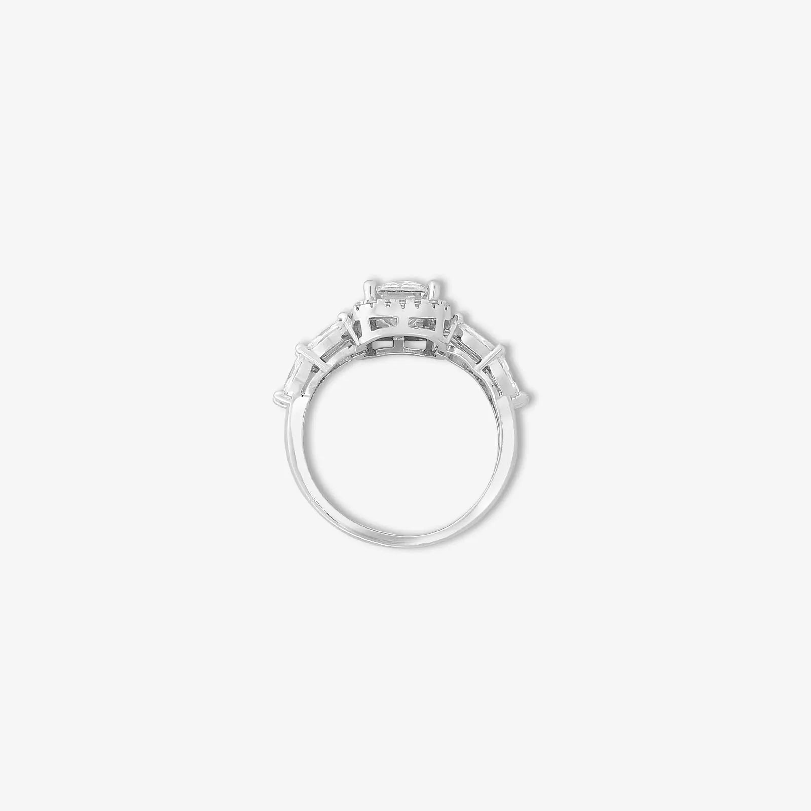 Solitaire Emerald Cut CZ Silver Ring - Tweov Jewels