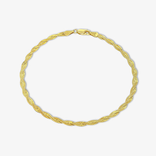 Pure Sterling Silver Gold Plated Snake Chain Anklet