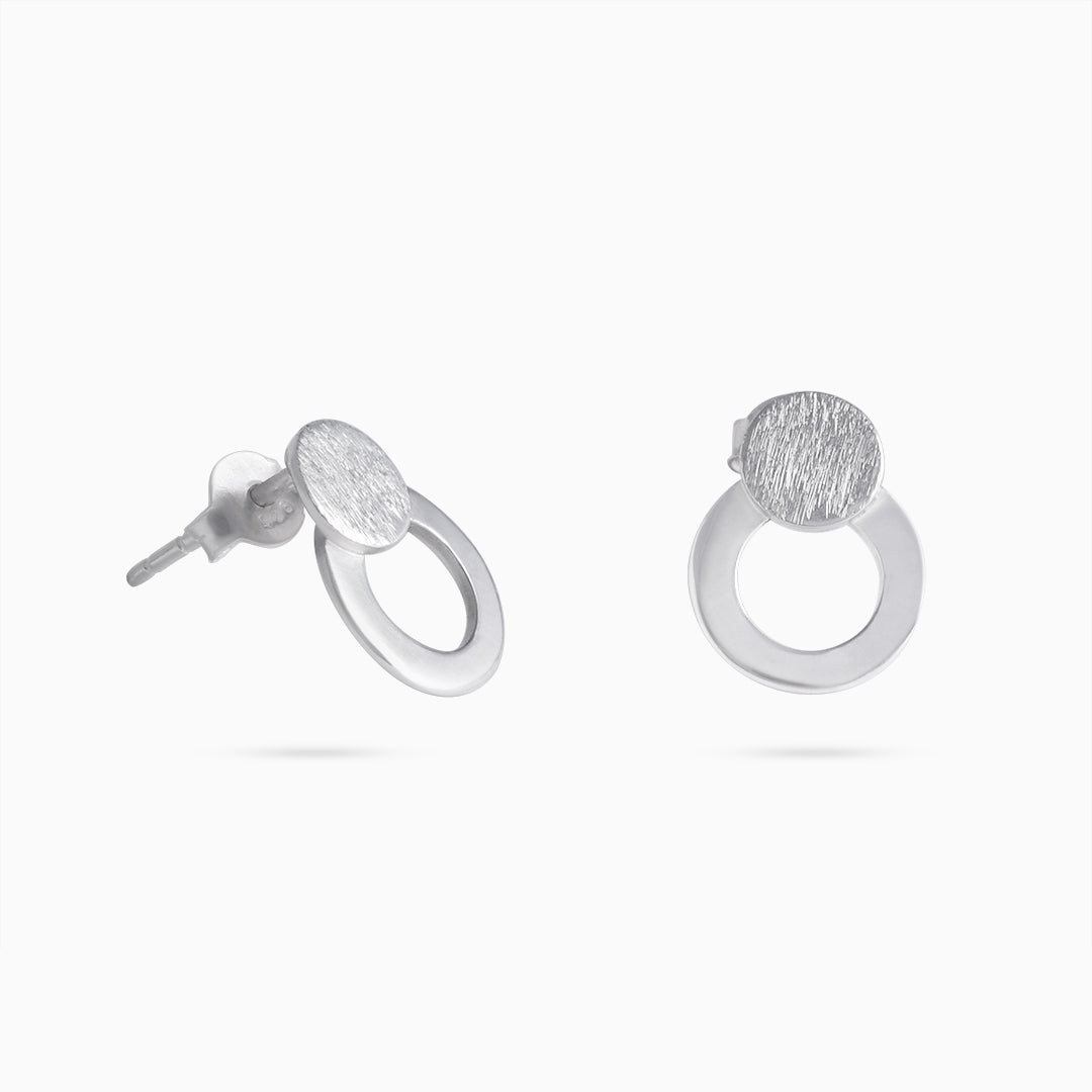 Pure Silver Studs - Round Scratch Finish - Tweov Jewels