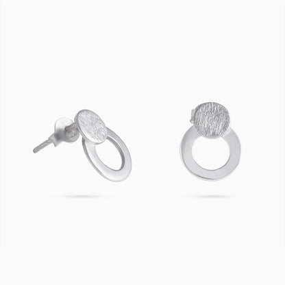 Pure Silver Studs - Round Scratch Finish - Tweov Jewels