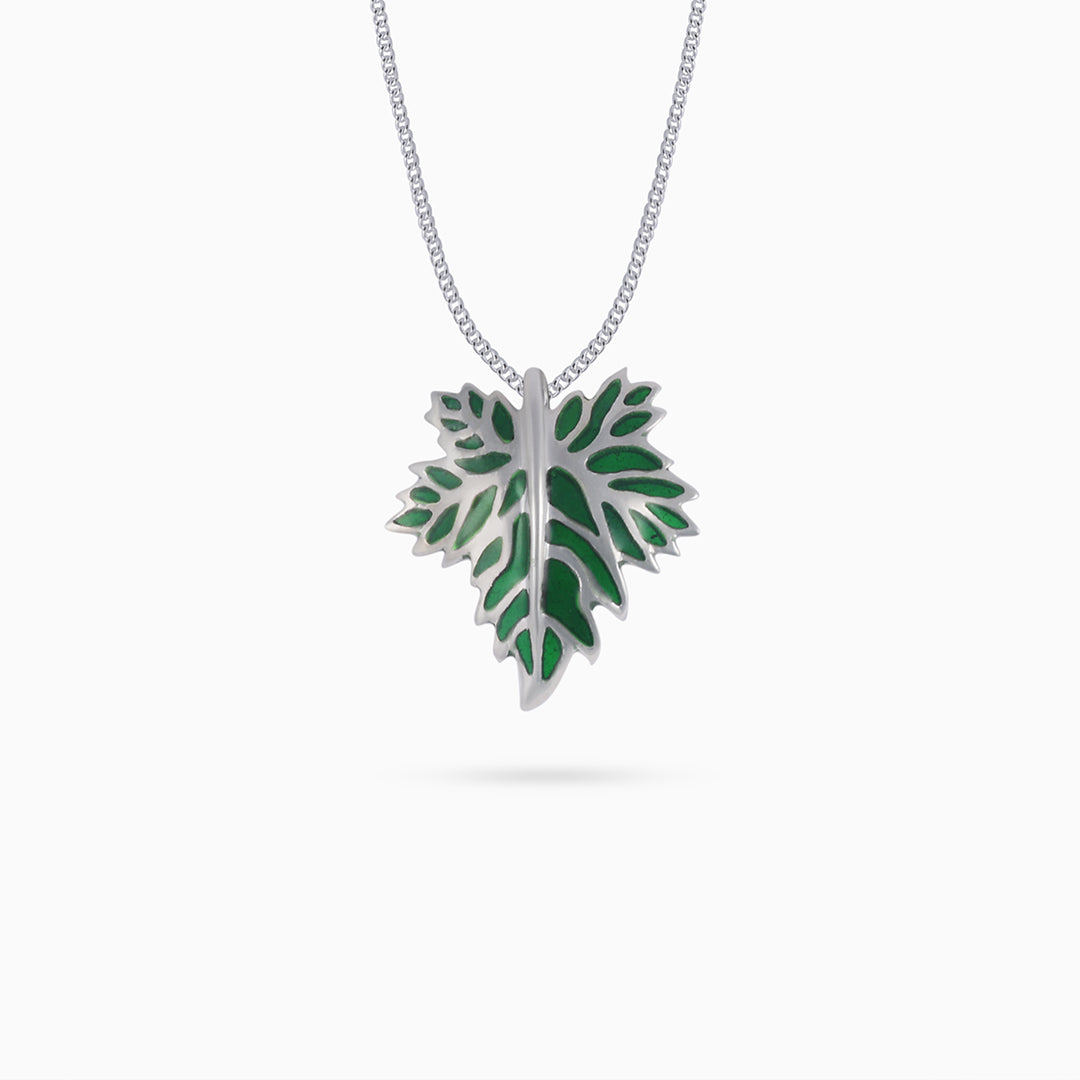 Pure Sterling Silver Evergreen Leaf Pendant Necklace - Tweov Jewels