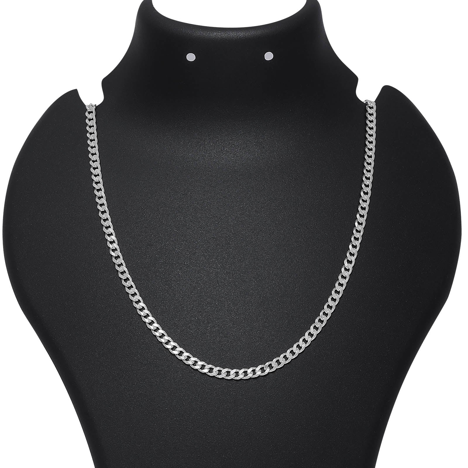 Pure Silver Chain For Men - Matte Finish Curb Chain light weight - Tweov Jewels