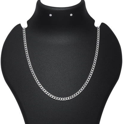 Pure Silver Chain For Men - Matte Finish Curb Chain light weight - Tweov Jewels