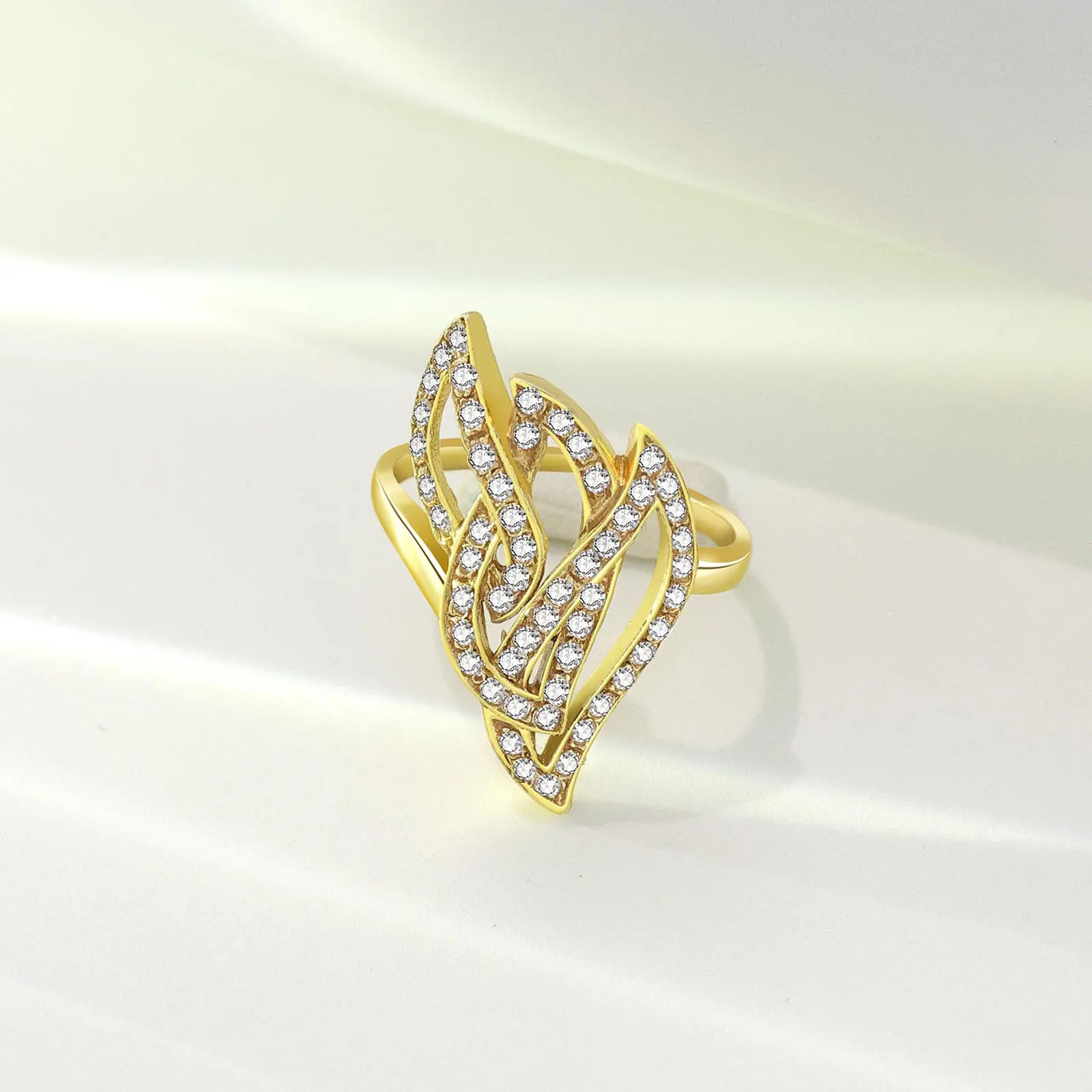 Gold Plated CZ Dream Leaf Ring