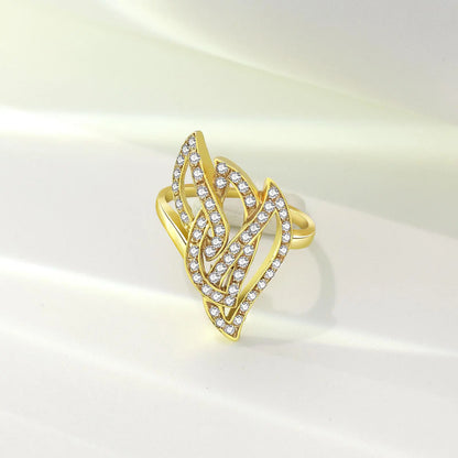 Gold Plated CZ Dream Leaf Ring