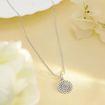 Floral Mandala Design Silver Pendant