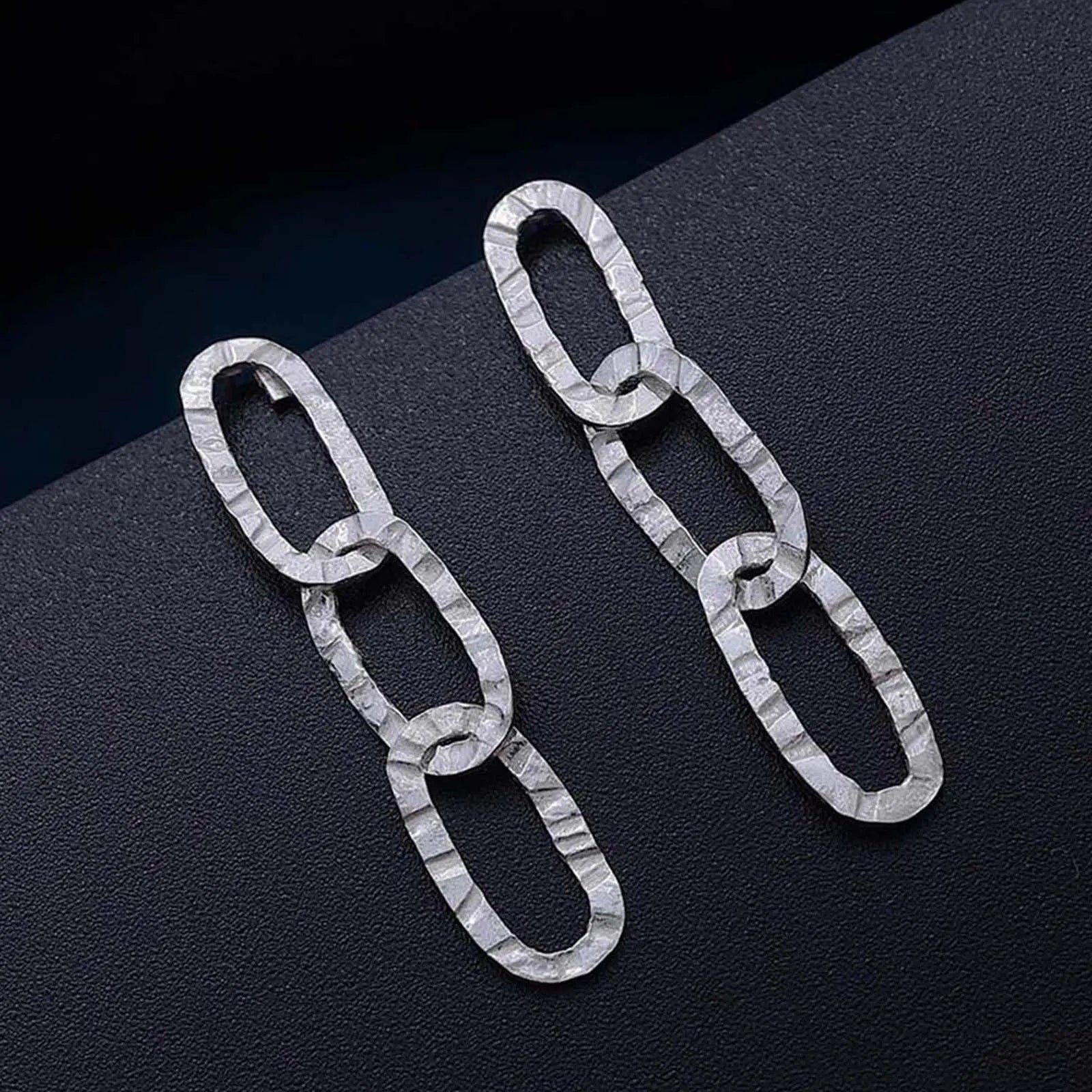 Intertwined Long Chain Silver Dangle Earrings