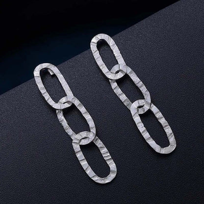 Intertwined Long Chain Silver Dangle Earrings