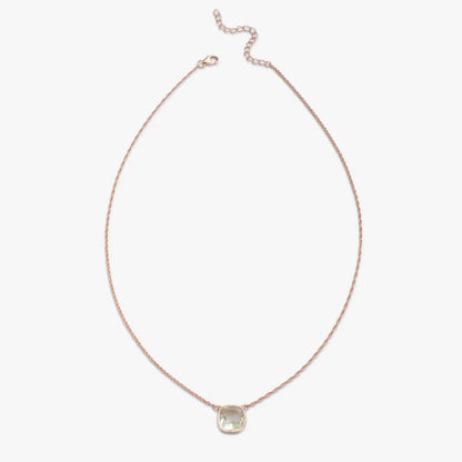 Rose Gold Light Green Stone Studded Silver Necklace