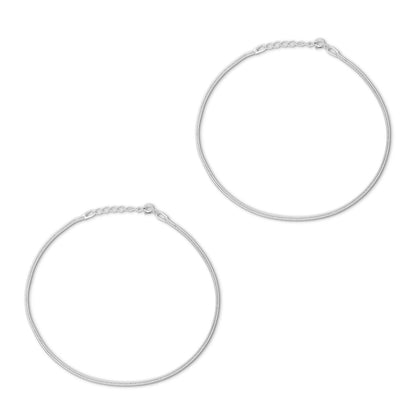 Pure 925 Sterling Silver Flat Snake Chain Silver Anklets