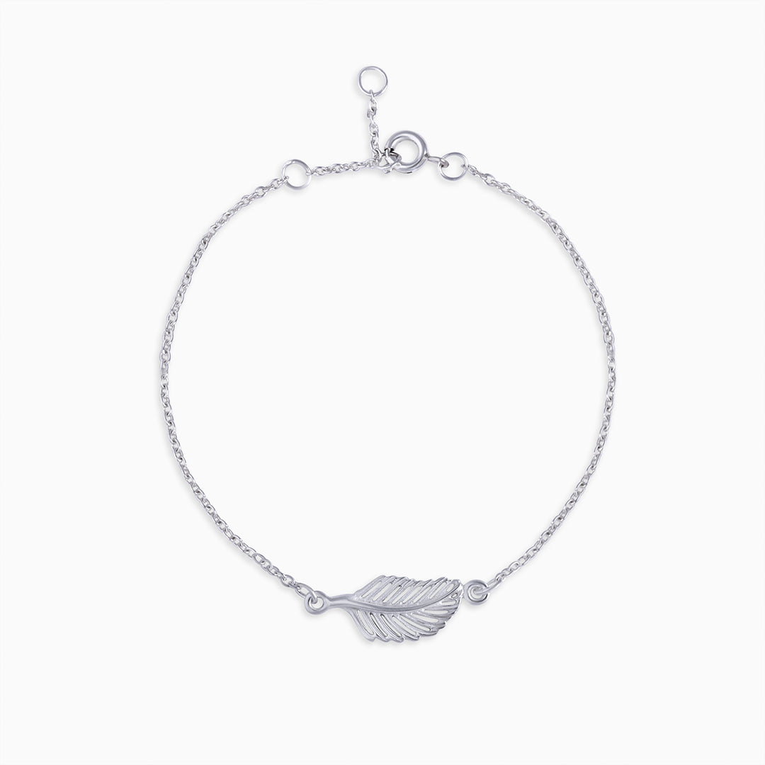 Pure 925 Sterling Silver Leaf Design Chain Bracelet - Tweov Jewels