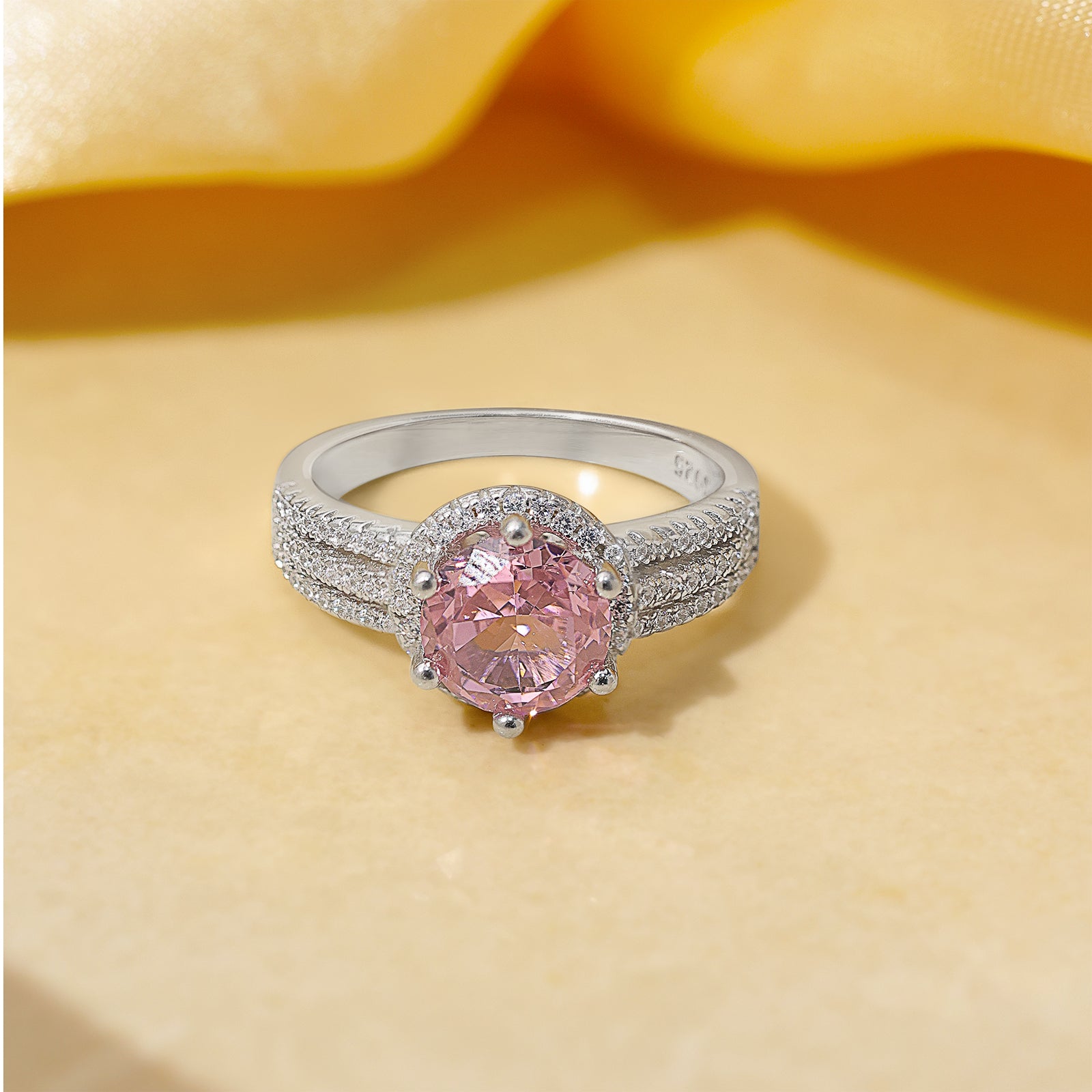 Pink Sapphire Silver Ring for Women