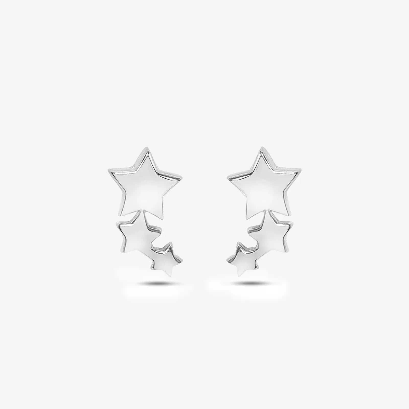 Three Star Silver Stud Earrings - Tweov Jewels