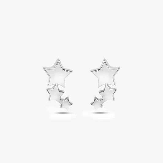 Three Star Silver Stud Earrings