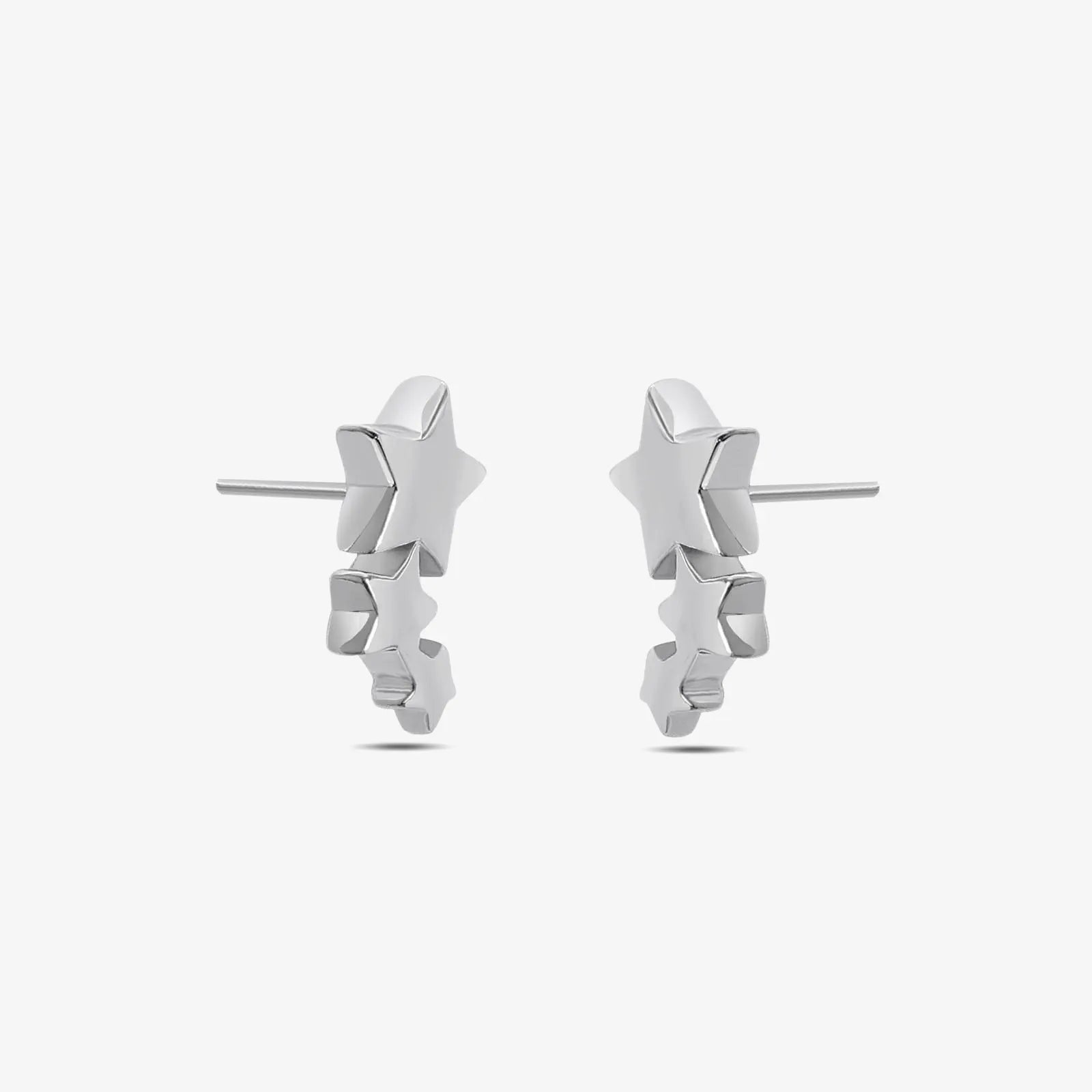 Three Star Silver Stud Earrings - Tweov Jewels
