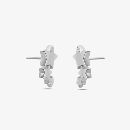Three Star Silver Stud Earrings - Tweov Jewels