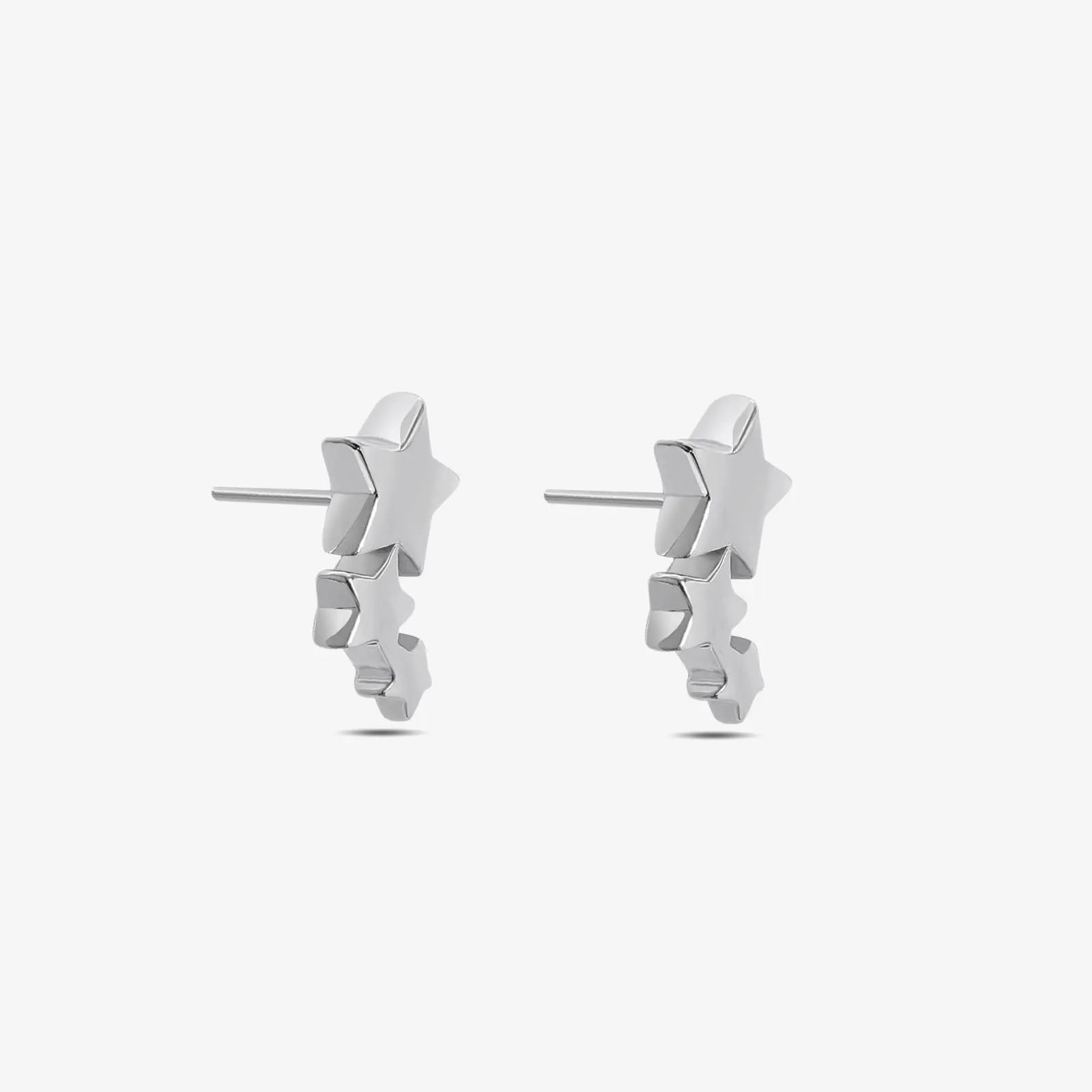 Three Star Silver Stud Earrings - Tweov Jewels