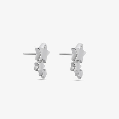 Three Star Silver Stud Earrings - Tweov Jewels