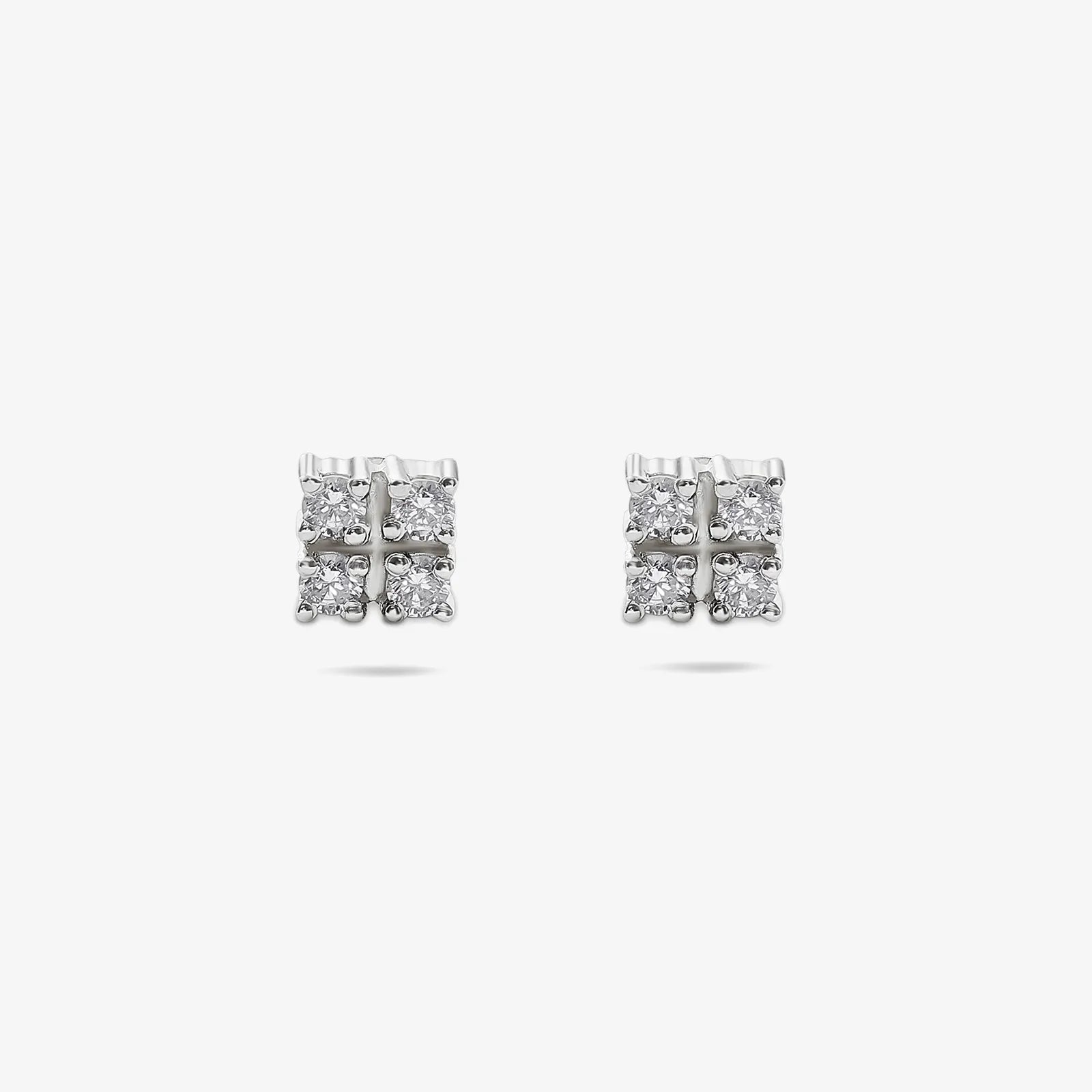 Square CZ Silver Stud