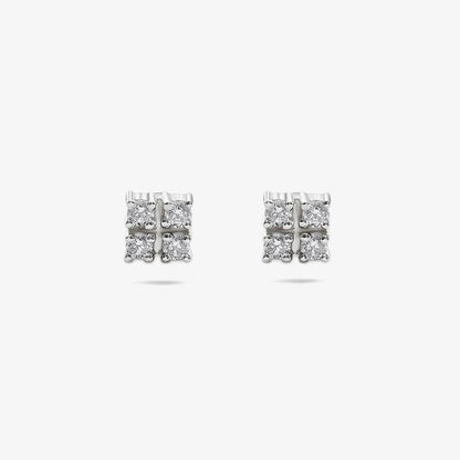 Square CZ Silver Stud