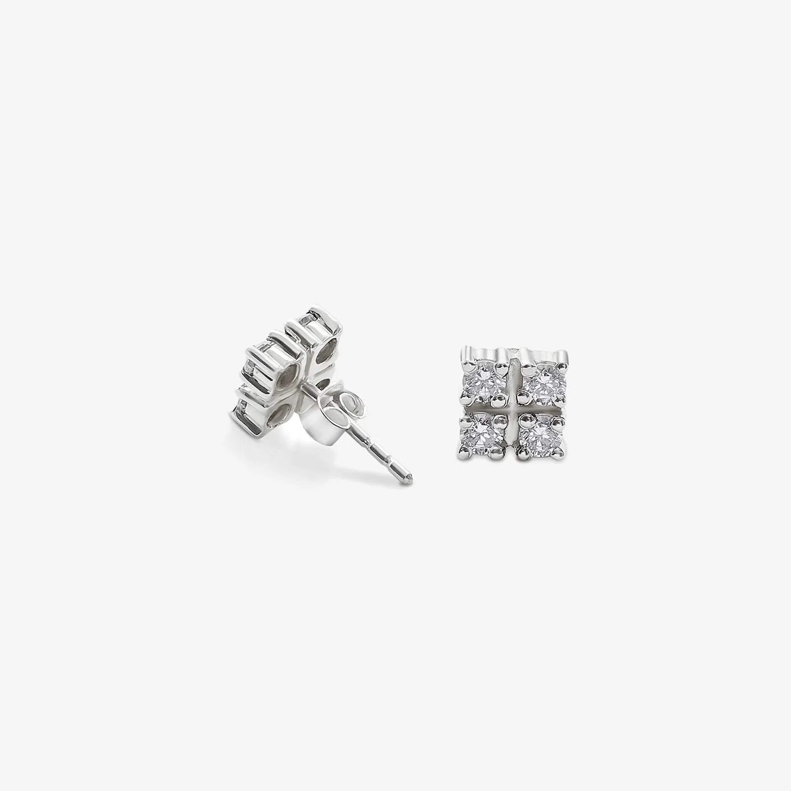 Square CZ Silver Stud