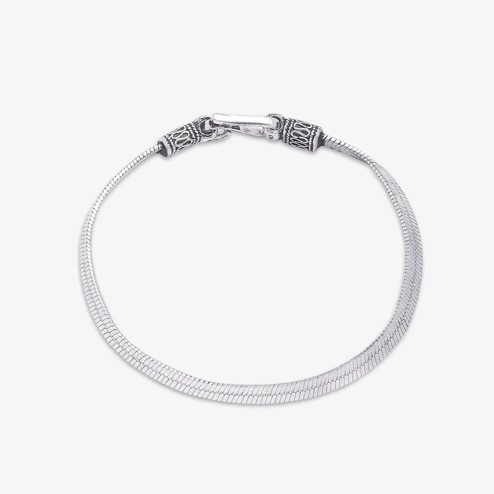 Oxidized Snake Silver Chain Bracelet