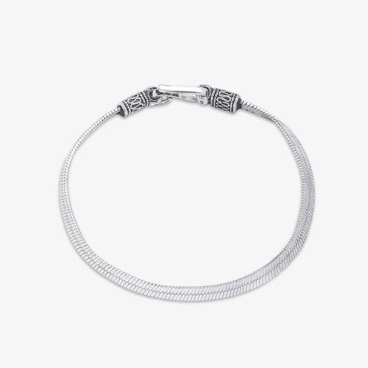 Oxidized Snake Silver Chain Bracelet