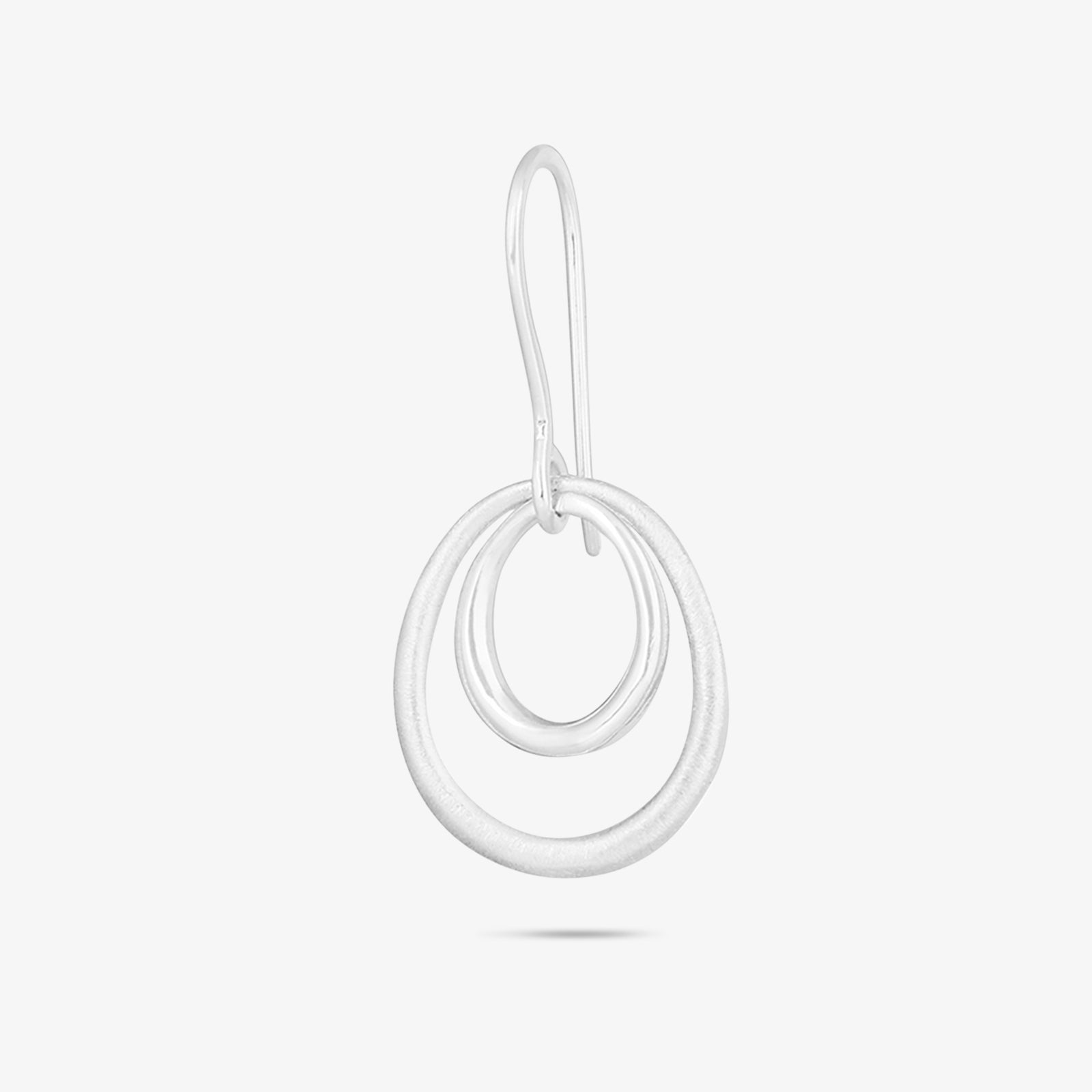 Pure Silver Earrings - Double Ring in Scratch Finish